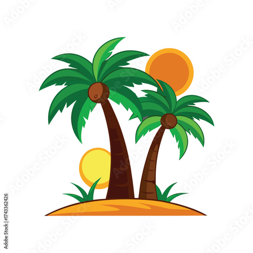 tropical island with palm trees