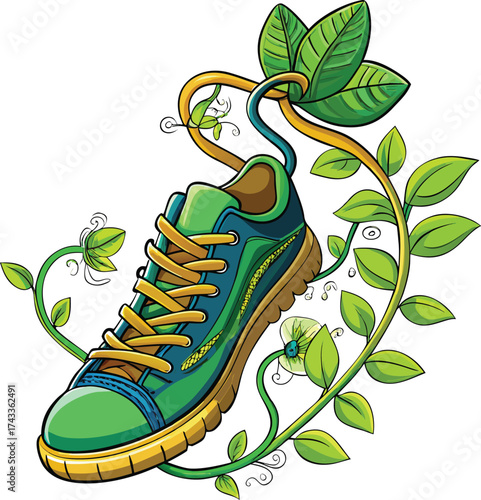 New Year Wellness Detox leafy sneaker illustrating daily step goals and outdoor wellness
