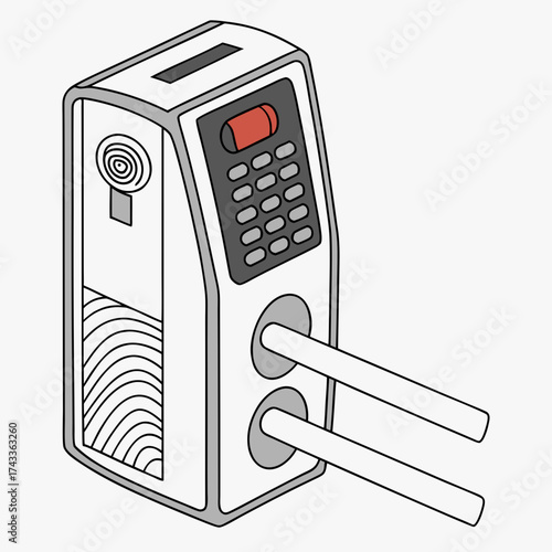 Illustration of a modern smart lock with a keypad and dual bolt