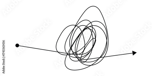 Chaos simple line arrow hand drawn doodle set. Minimalistic difficulty solution business idea sketch collection in eps 10.