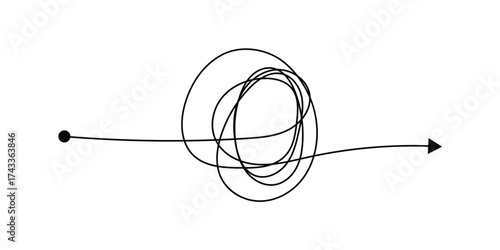 Messy scribble line tangles, chaos transformation, stress reduction. Simplify and psychotherapy vector concept of problem solving, complex to simple in eps 10.