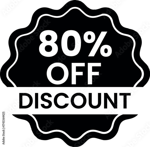 Promotional badge showcasing an 80 discount, ideal for advertising campaigns and special offers, attracting customers with a clear message of significant savings