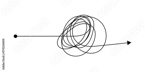 Doodle clew messy tangle. Chaos lines, hand drawing tangled clew, insane mess scribble, confused brain thinking doodle, clutter complicated concept. Squiggles and scrawl vector set in eps 10.