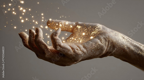 White open hand sculpture giving, holding, take or showing something gesture in festive decoration
