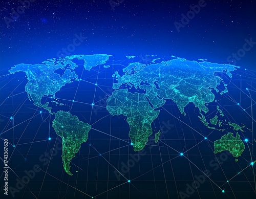 World connections in digital blue