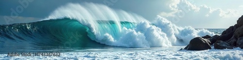 Dramatic Ocean Wave Crashing on Rocky Shore Powerful Nature Photography