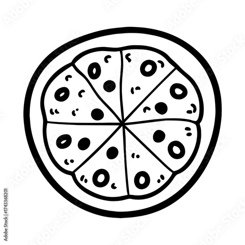 Wallpaper Mural A pizza in a black outline style Torontodigital.ca