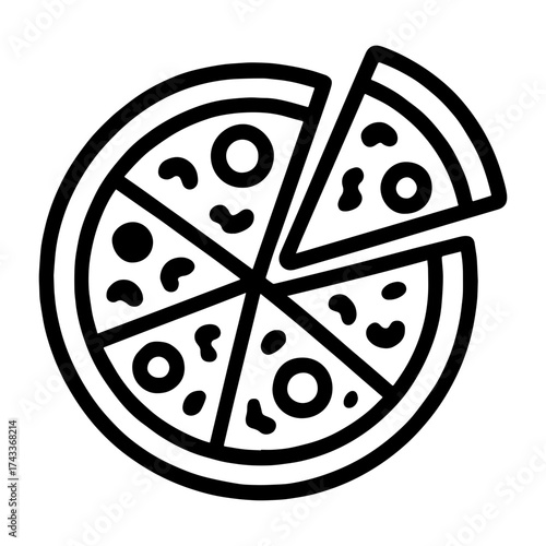 Wallpaper Mural A pizza in a simple black outline style Torontodigital.ca