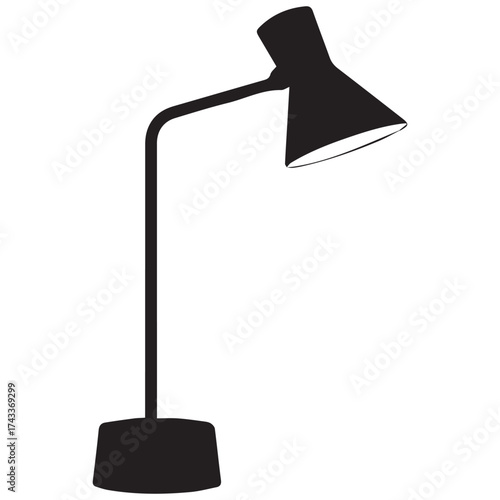 Modern desk lamp with adjustable arm and conical shade silhouette