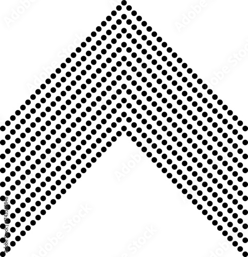 Black dotted arrow pointing upward. Modern halftone design symbolizing growth, progress, direction, success, and movement. Suitable for business, infographic, and technology concepts.