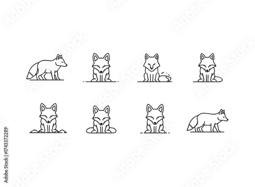 Minimalist Fox Line Art Collection.