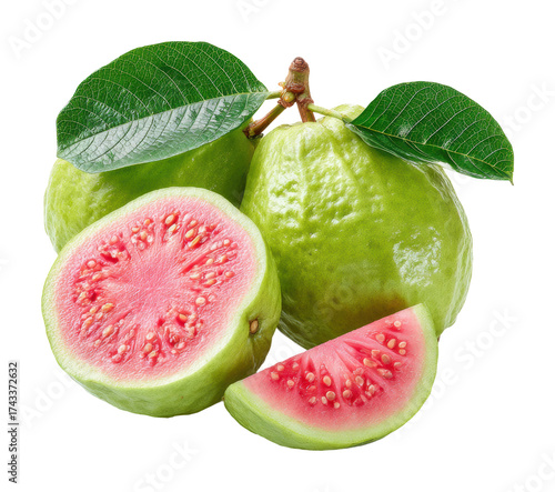 Juicy guava fruit tropical garden food fresh environment isolated on transparent background