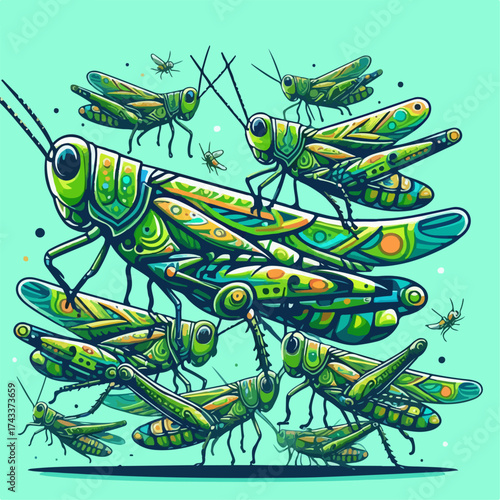 flat illustration of a cricket