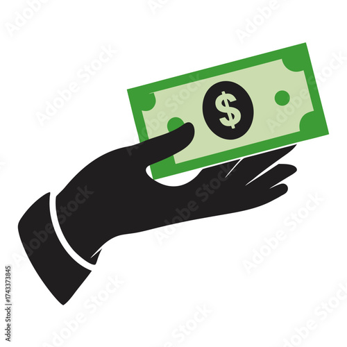 Hand Holding Dollar Sign – Financial Support Vector Illustration