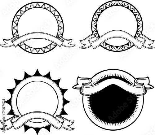  featuring four round and ribbon ornament designs for your logo