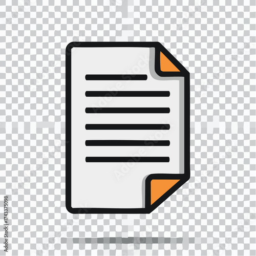 Illustration of a document with lines of text and a folded corner on a transparent background.