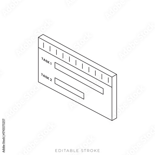 Isometric Gantt Chart Outline Vector for Project Scheduling and Business Planning