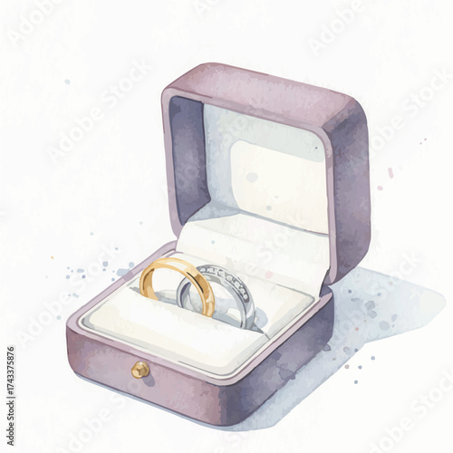 Watercolor Wedding Rings Collection – Romantic Love and Marriage Symbol on White Background