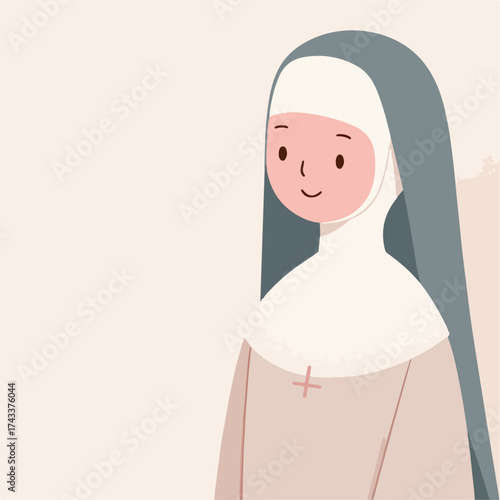 flat illustration of a nun