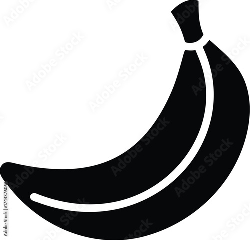 Black banana, minimalist silhouette, simple geometric shape, modern abstract icon, digital illustration
