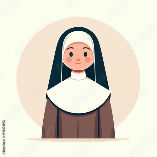 flat illustration of a nun