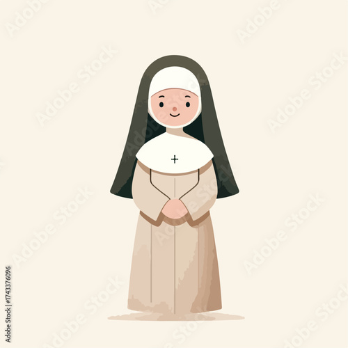 flat illustration of a nun