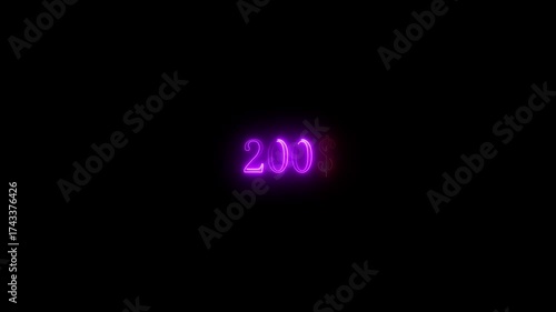 200 text dolor  font with light. Luminous and shimmering haze inside the letters of the text  neon 200 dolar sign. Two hundred neon sign.