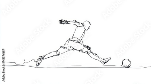 Wallpaper Mural Soccer Continuous Line Drawing. Action of Caucasian Goalkeeper in Continuous Line Art Torontodigital.ca
