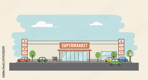 Supermarket, road, car