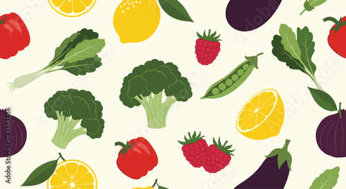 A colorful assortment of fresh produce including fruits and vegetables.