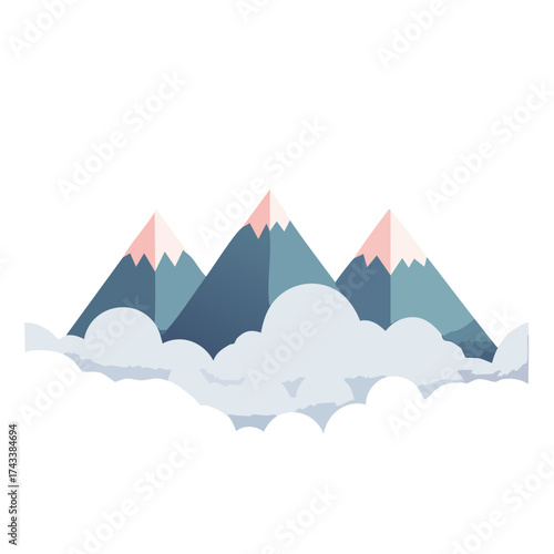 Three mountains stand tall above a cloud layer in the daytime sky