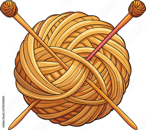 New Year Creative Expression ball of yarn with knitting needles for craft hobby development