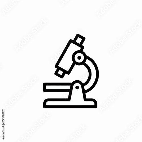 Simple black and white line drawing of a microscope for scientific exploration and discovery