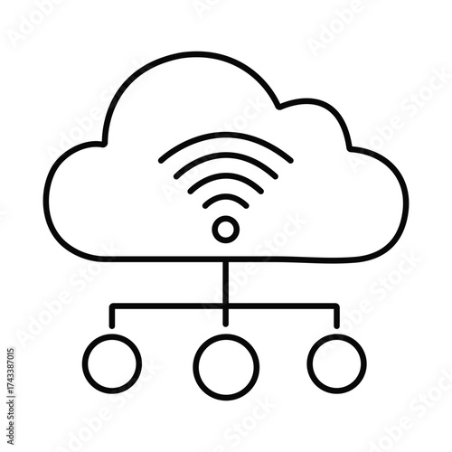 Cloud computing outline icon wireless connection network devices connectivity symbol vector 
