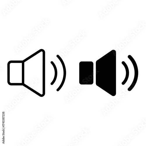 Simple black and white speaker icons showing sound waves for audio and volume control