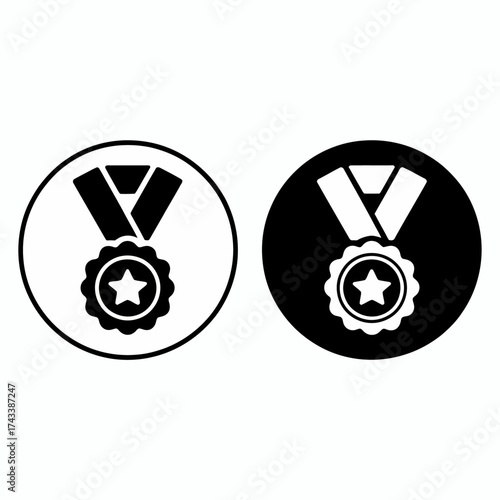 Minimalist icon design award medal symbol two color variants for general use