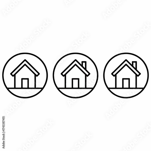 Minimalist house icons line art simple geometric design modern home symbols for website and app navigation