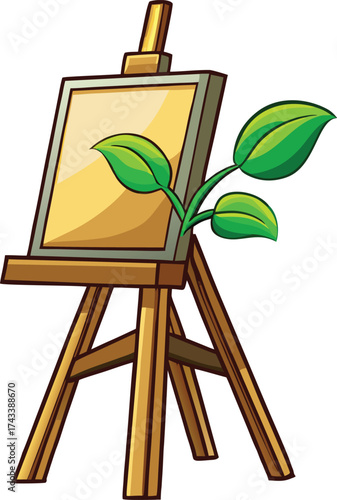 New Year Creative Expression classic art easel with leafy canvas for plein air painting goals