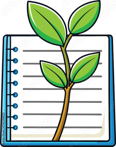 New Year Creative Expression lined journal with growing sprout for daily creative practice