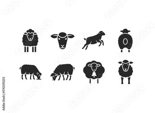 Collection of Sheep Icons and Silhouettes.