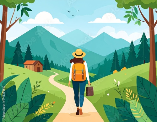 Traveling with nature , vector illustration