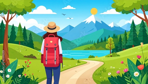 Traveling with nature , vector illustration