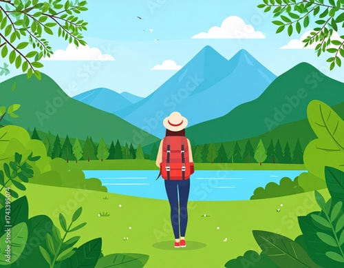 Traveling with nature , vector illustration