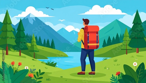 Traveling with nature , vector illustration