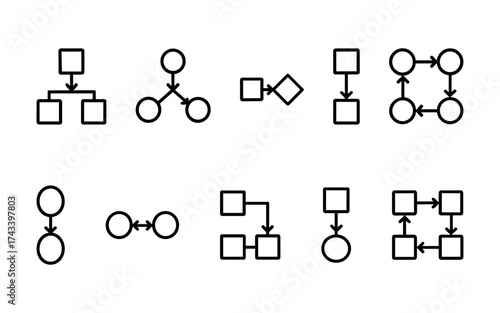 Arrow icon set. Colored arrow symbols. Arrow of different types. Arrow isolated vector graphic elements.	