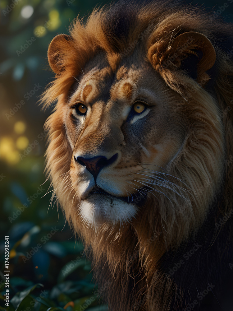 Obraz premium lion portrait , lion wildlife in the forest