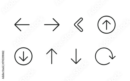 Arrow icon set. Colored arrow symbols. Arrow of different types. Arrow isolated vector graphic elements.	