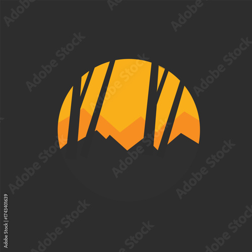 morning sun view logo vector template