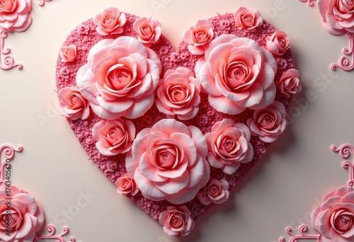 Heart made of pink roses