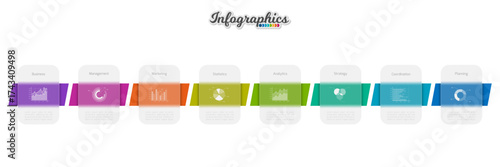 Infographic design template. Progress bar with translucent elements. Vector infographic illustration can be used for chart, diagram, web design, presentation, workflow layout